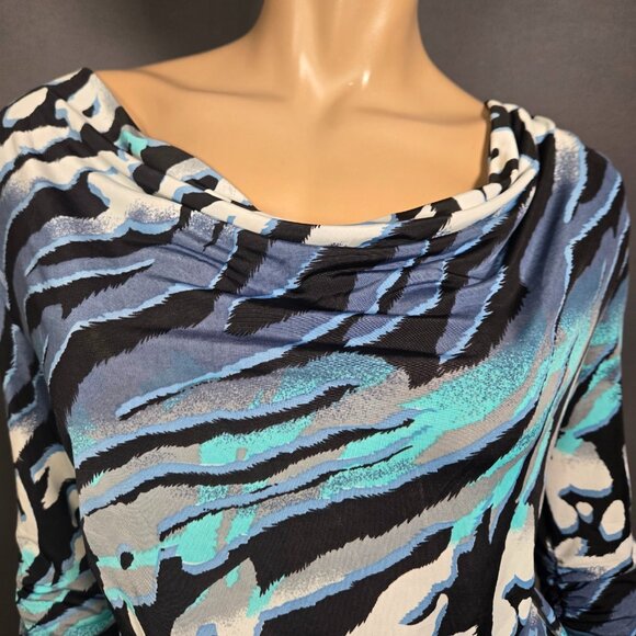 Y2K Blue Animal Print Belted Top Size M Mcbling Indie Sleaze Trashy 2000s - Picture 2 of 9